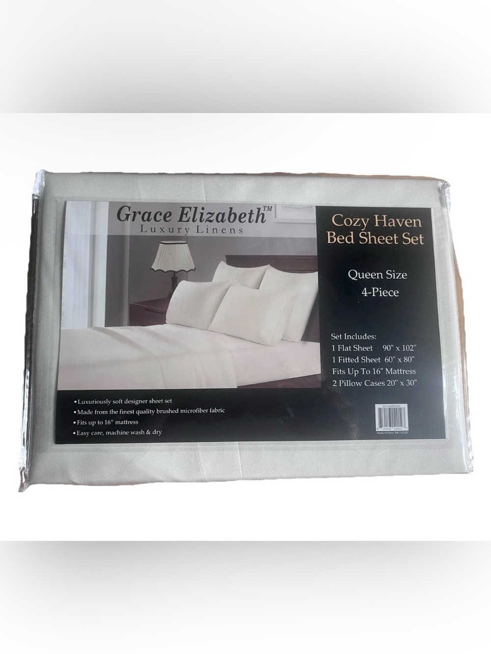 Grace Elizabeth Cozy Haven Queen Sheet Set 4 Pc Brushed Microfiber New